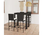 5 Piece Outdoor Bar Set with Cushions Poly Rattan Black