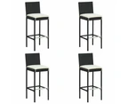 5 Piece Outdoor Bar Set with Cushions Poly Rattan Black