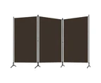 vidaXL 3-Panel Room Divider Brown 260x180 cm Fabric