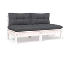 vidaXL 2-Seater Garden Sofa with Cushions White Solid Pinewood