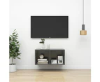 vidaXL Wall-mounted TV Cabinet High Gloss Grey 37x37x72 cm Engineered Wood