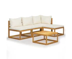 vidaXL 5 Piece Garden Lounge Set with Cushion Cream Solid Acacia Wood