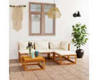 vidaXL 5 Piece Garden Lounge Set with Cushion Cream Solid Acacia Wood