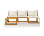 vidaXL 5 Piece Garden Lounge Set with Cushion Cream Solid Acacia Wood