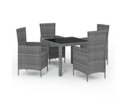 vidaXL 5 Piece Outdoor Dining Set with Cushions Poly Rattan Grey