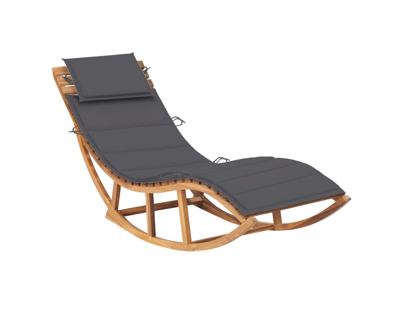 Rocking Sun Lounger with Cushion Solid Teak Wood