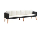 vidaXL 3-Seater Garden Sofa with Cushions Poly Rattan Black