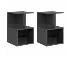 vidaXL Bedside Cabinets 2 pcs High Gloss Grey 35x35x55 cm Engineered Wood