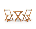 3 Piece Folding Bistro Set with Cushions Solid Wood Acacia