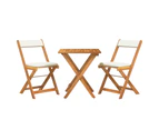 3 Piece Folding Bistro Set with Cushions Solid Wood Acacia