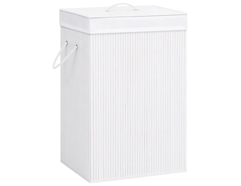 vidaXL Bamboo Laundry Basket with Single Section White