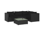 vidaXL 5 Piece Garden Lounge Set with Cushions Poly Rattan Black