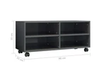 vidaXL TV Cabinet with Castors High Gloss Grey 90x35x35 cm Engineered Wood