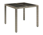 vidaXL Garden Table with Glass Top Grey 90x90x75 cm Poly Rattan