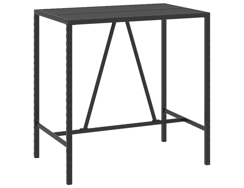 Bar Table with Glass Top Black 110x70x110 cm Poly Rattan