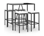 5 Piece Garden Bar Set with Cushions Black Poly Rattan