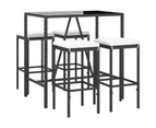 5 Piece Garden Bar Set with Cushions Black Poly Rattan