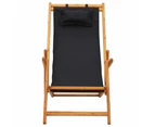 vidaXL Folding Beach Chair Solid Eucalyptus Wood and Fabric Black