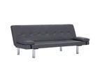 vidaXL Sofa Bed with Two Pillows Grey Faux Leather