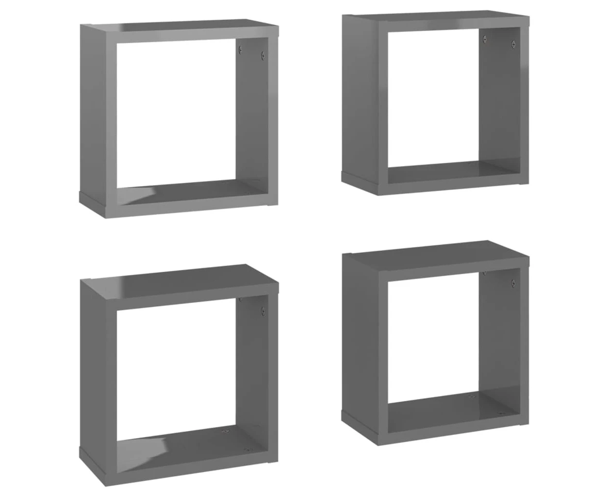 Wall Cube Shelves 4 pcs High Gloss Grey 30x15x30 cm