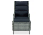 vidaXL Reclining Garden Chair with Footstool Poly Rattan Light Grey