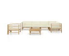 7 Piece Garden Lounge Set with Cream White Cushions Bamboo