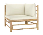 7 Piece Garden Lounge Set with Cream White Cushions Bamboo