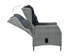 vidaXL Reclining Garden Chair with Footstool Poly Rattan Light Grey