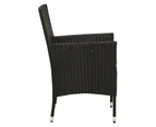 7 Piece Outdoor Dining Set with Cushions Poly Rattan Black