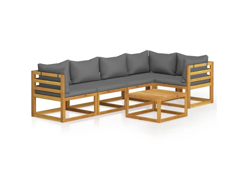 6 Piece Garden Lounge Set with Cushions Solid Acacia Wood