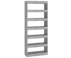 vidaXL Book Cabinet/Room Divider Concrete Grey 80x30x198 cm Engineered Wood