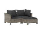 vidaXL 3 Piece Garden Lounge Set with Cushions Grey Poly Rattan