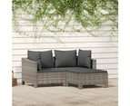 vidaXL 3 Piece Garden Lounge Set with Cushions Grey Poly Rattan