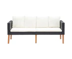 vidaXL 2-Seater Garden Sofa with Cushions Poly Rattan Black