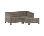 vidaXL 3 Piece Garden Lounge Set with Cushions Grey Poly Rattan