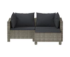 vidaXL 3 Piece Garden Lounge Set with Cushions Grey Poly Rattan