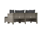 vidaXL 3 Piece Garden Lounge Set with Cushions Grey Poly Rattan