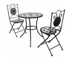 3 Piece Bistro Set Ceramic Tile Black and White