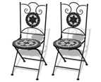 3 Piece Bistro Set Ceramic Tile Black and White