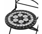 vidaXL 3 Piece Bistro Set Ceramic Tile Black and White