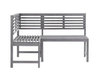 vidaXL Garden Corner Bench Grey 140 cm Solid Acacia Wood