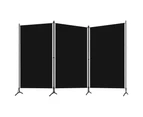 vidaXL 3-Panel Room Divider Black 260x180 cm Fabric