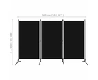 vidaXL 3-Panel Room Divider Black 260x180 cm Fabric
