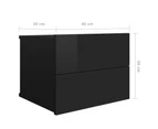 vidaXL Bedside Cabinet High Gloss Black 40x30x30 cm Engineered Wood