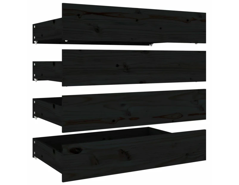 vidaXL Bed Drawers 4 pcs Black Solid Wood Pine