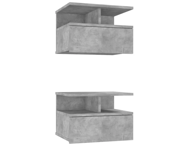 vidaXL Floating Nightstands 2 pcs Concrete Grey 40x31x27 cm Engineered Wood