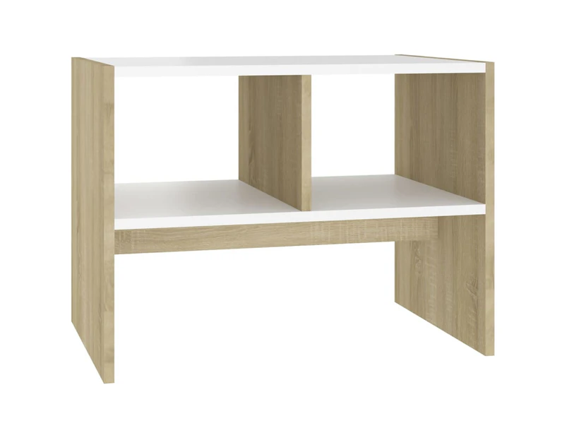 vidaXL Side Table White and Sonoma Oak 60x40x45 cm Engineered Wood