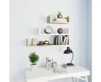 vidaXL Wall Display Shelf 3 pcs White and Sonoma Oak Engineered Wood