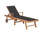 vidaXL Sun Lounger with Anthracite Cushion Solid Teak Wood