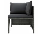 vidaXL 3-Seater Garden Sofa with Cushions Grey Poly Rattan